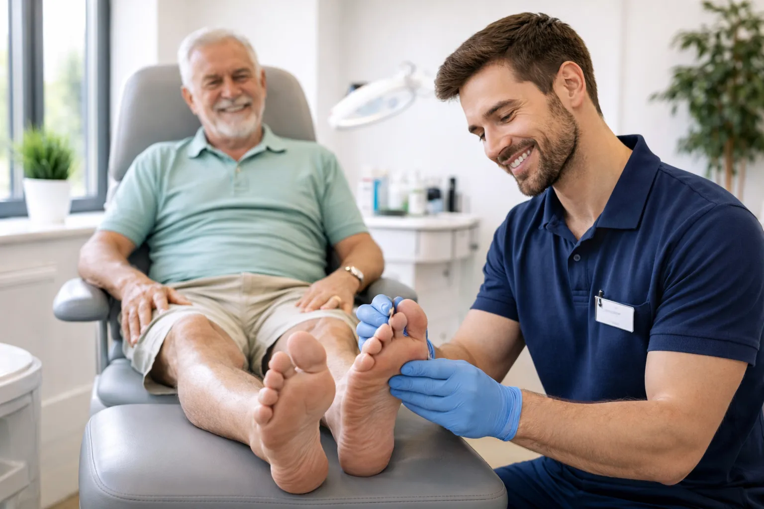 A man having routine podiatry care