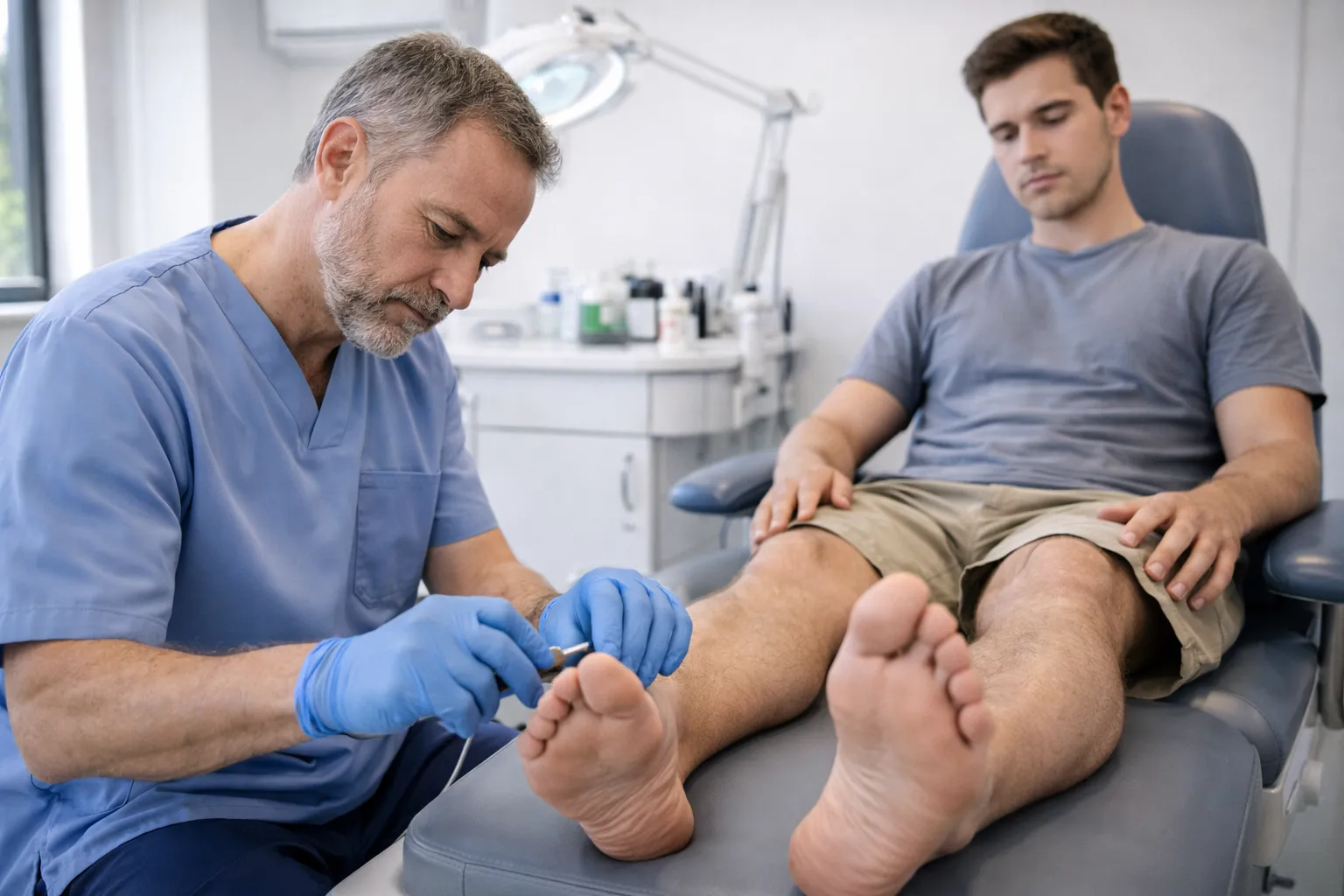 A man having routine podiatry care